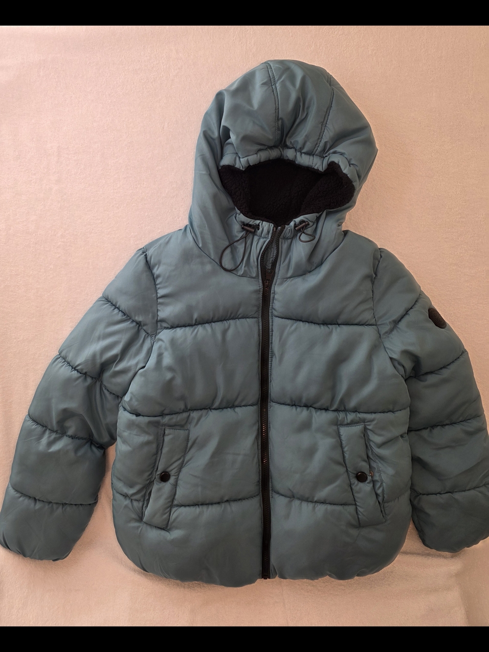 Madden Girl Kids Hooded Puffer Jacket in Slate Blue